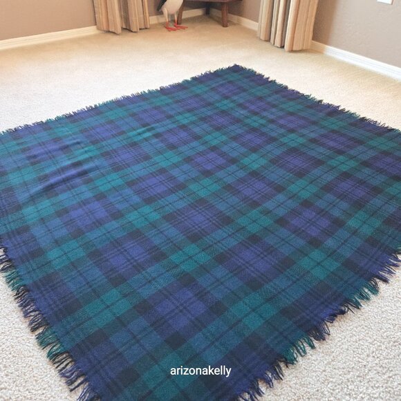 NWOT Large Wool Square Scarf Blackwatch Plaid Highland Homes Scotland - Picture 4 of 11